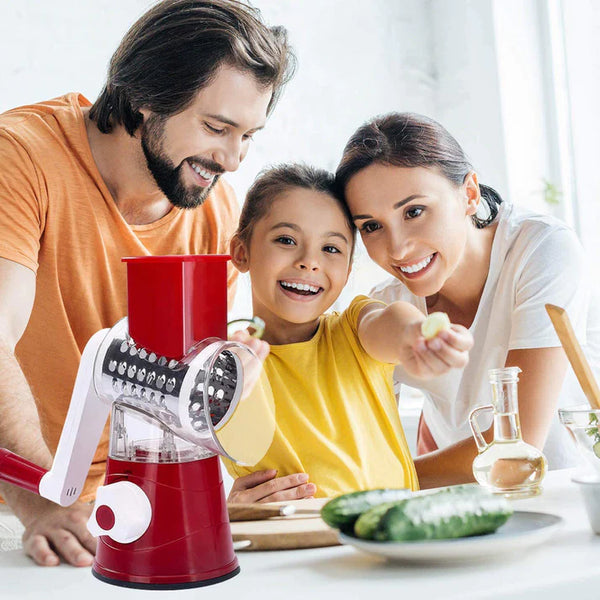 Multifunctional 3 in 1 Tabletop Vegetable Drum Cutter Grater