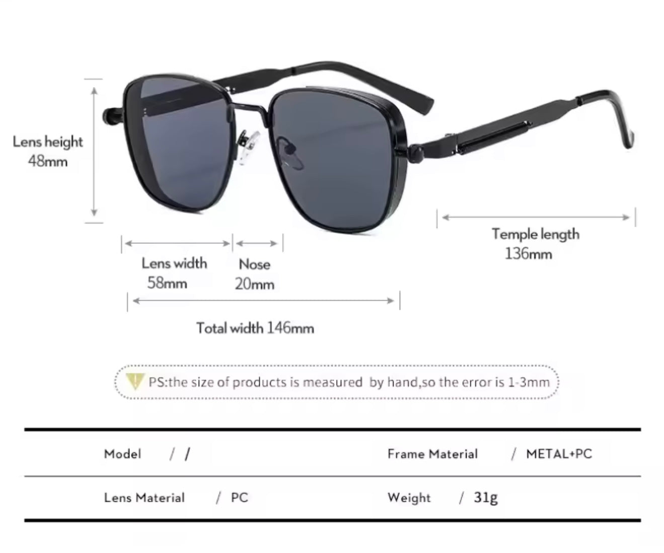 Unisex Metal Rectangular Decorative Glasses