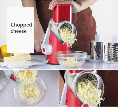 Multifunctional 3 in 1 Tabletop Vegetable Drum Cutter Grater